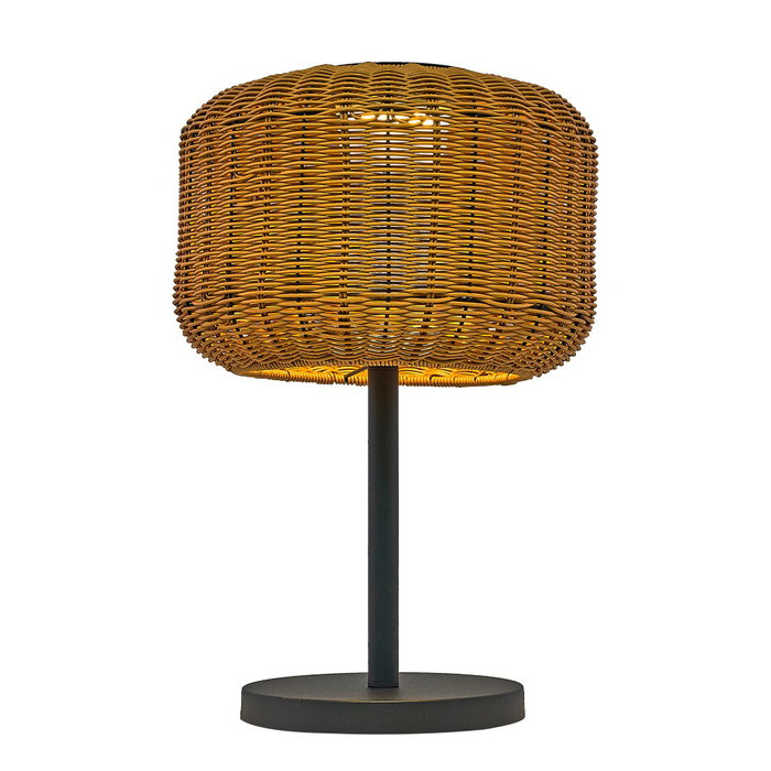Opviq Lámpara de mesa solar de mimbre Negro y Roble Opviq Lámpara de mesa solar de mimbre Negro y Roble